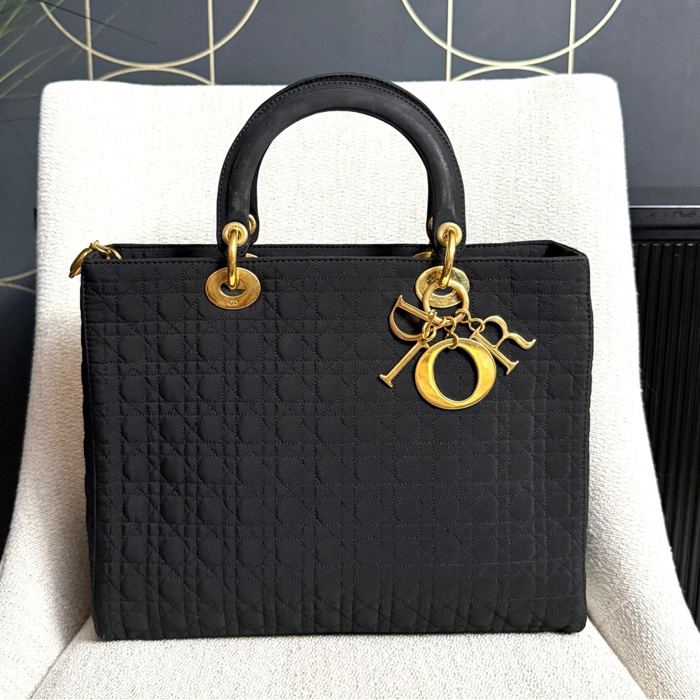 Authentic Christian Dior Lady Dior bag gold charms - Picture 2 of 16